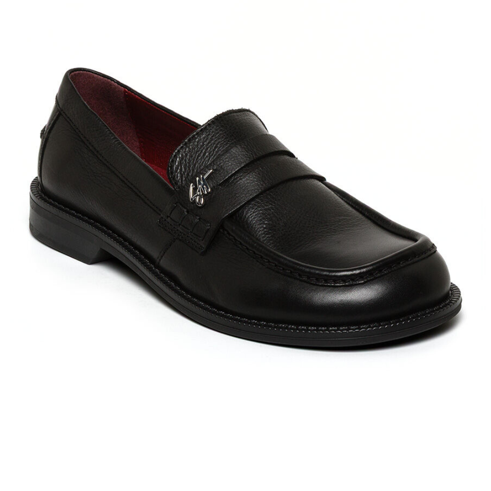 Steve Madden Iggy Black Leather Dames Loafer