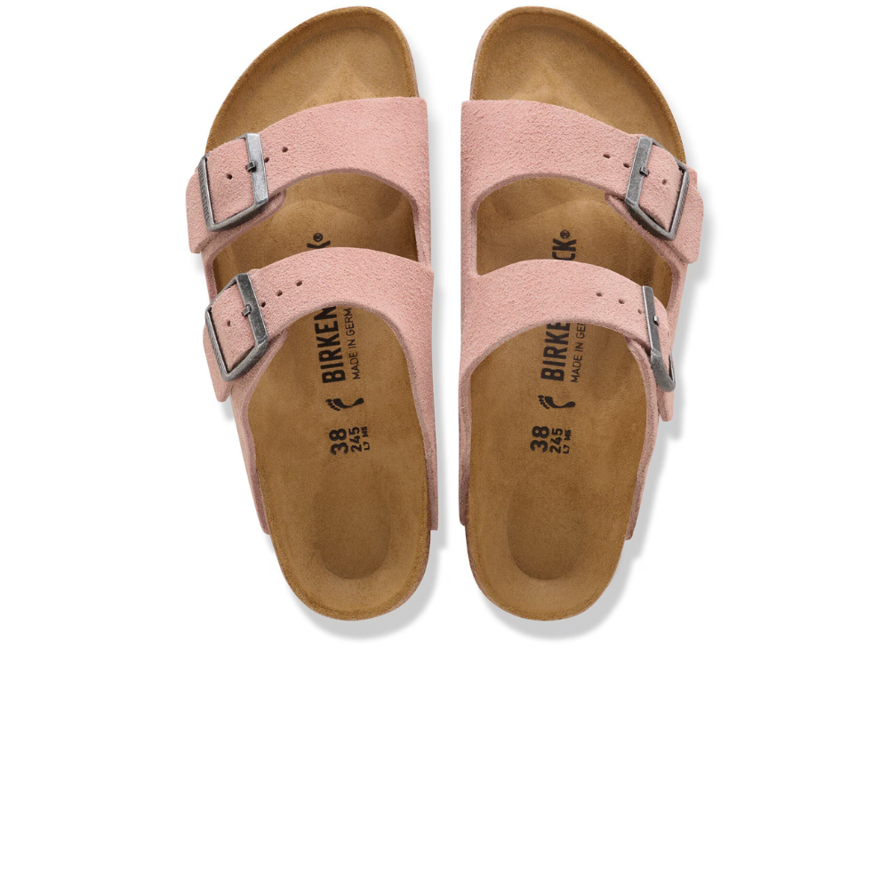 Birkenstock Arizona Suède Roze Smal Voetbed Dames Slipper