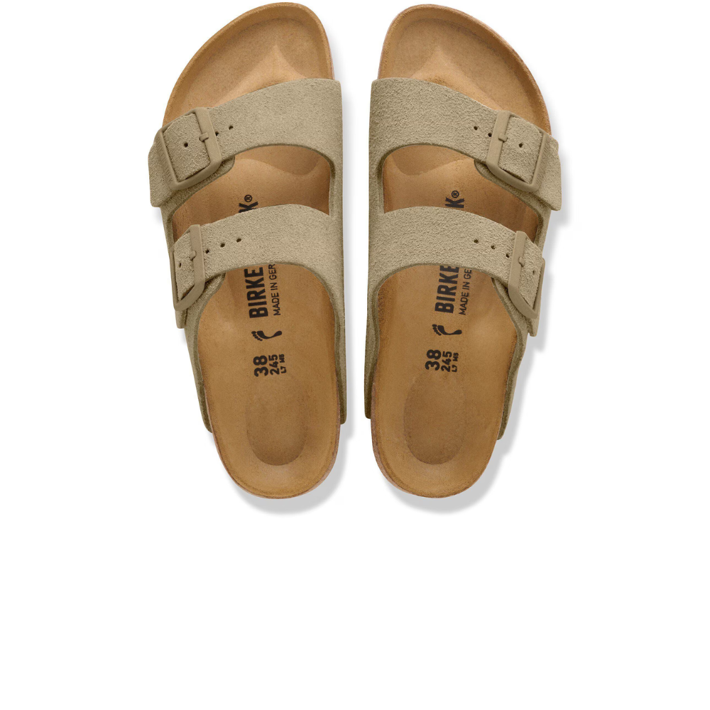 Birkenstock Arizona Suède Faded Khaki Smal Voetbed Unisex Slipper