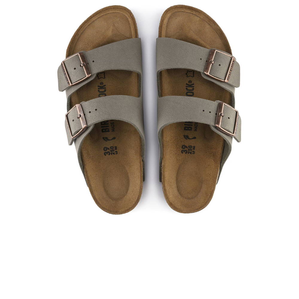 Birkenstock Arizona Birko-Flor Nubuck Stone Smal Voetbed Unisex Slipper
