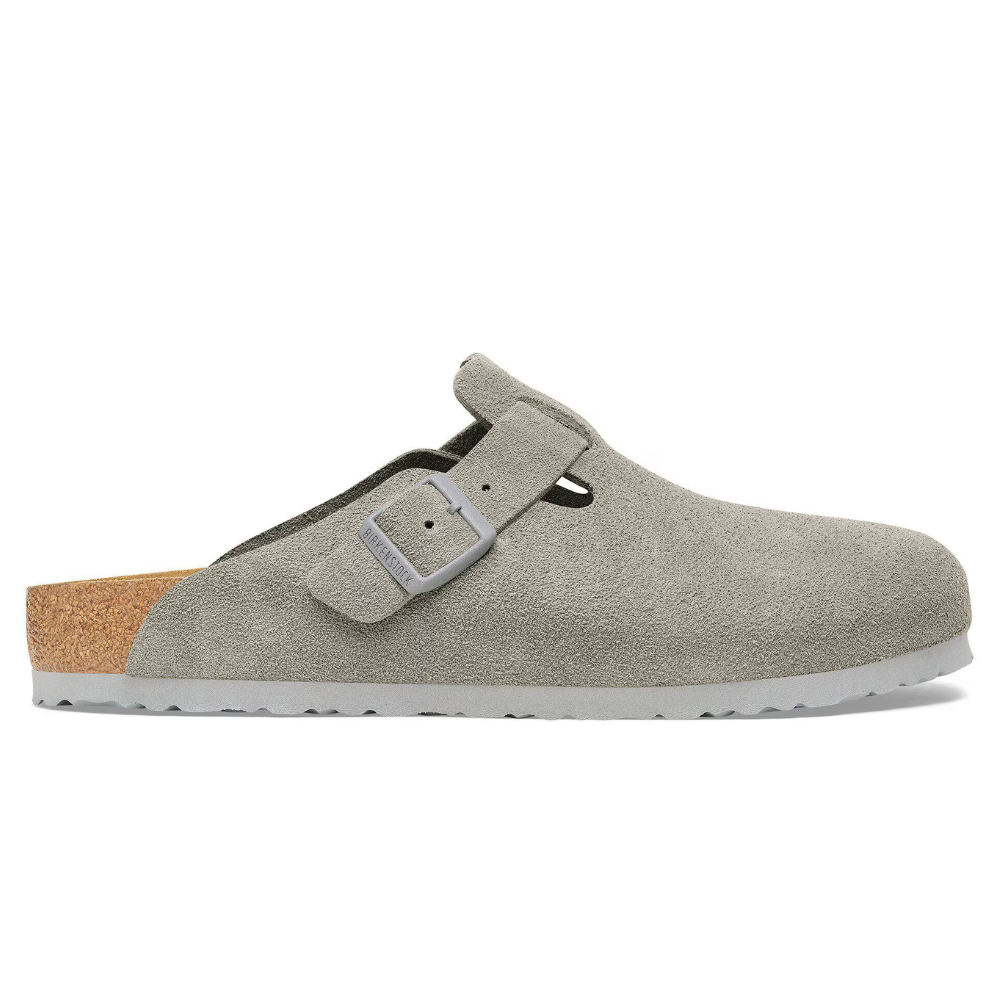 Birkenstock Boston Suède Grijs Smal Voetbed Unisex Instapper