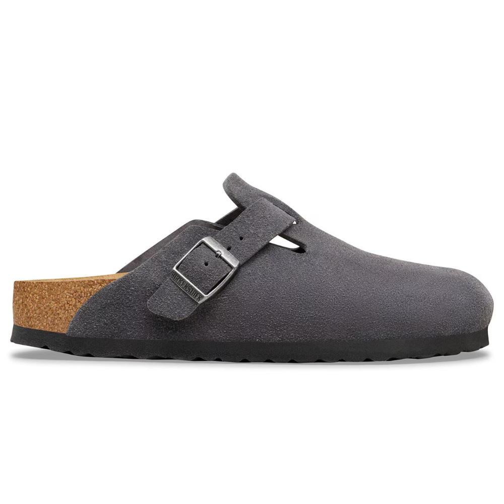 Birkenstock Boston Suède Charcoal Smal Voetbed Unisex Instapper