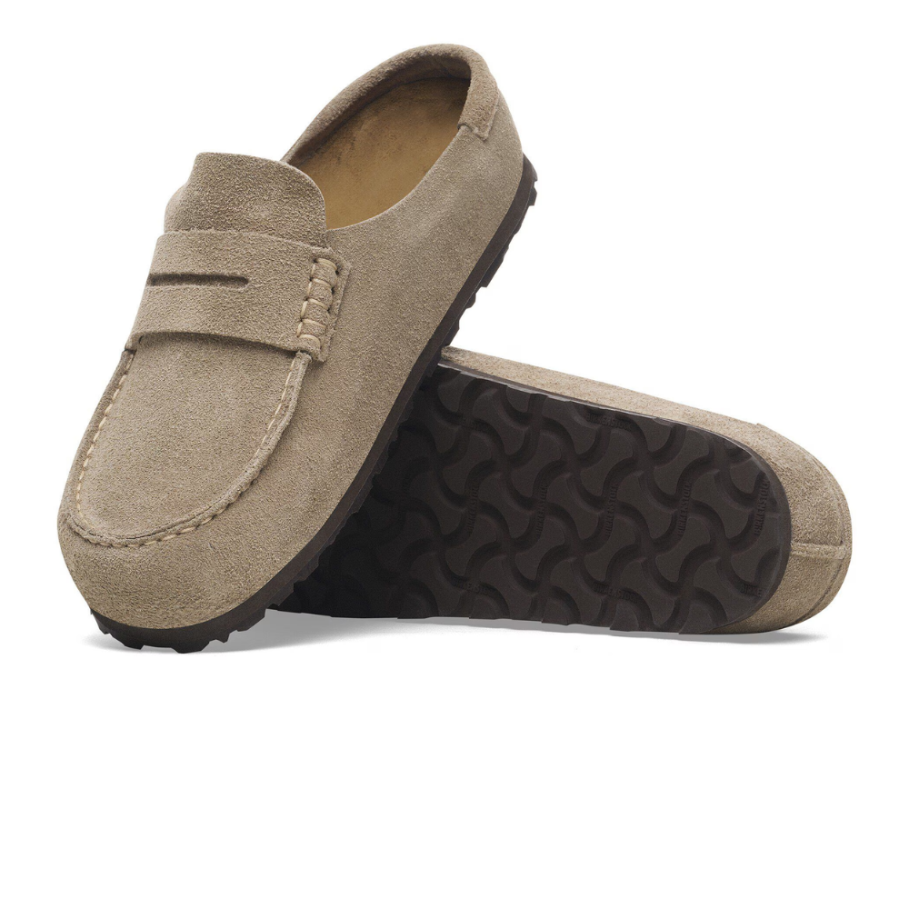 Birkenstock Naples Wrapped Suède Taupe Unisex Schoen