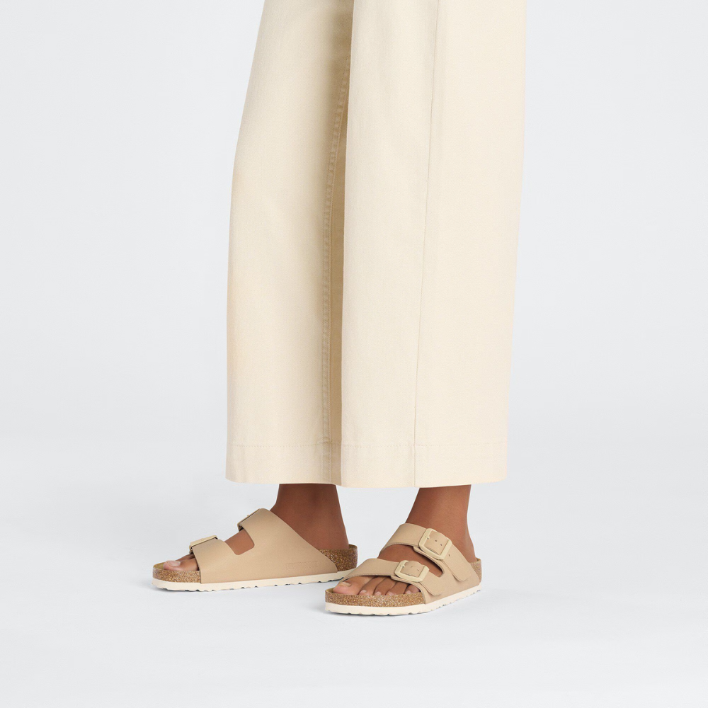 Birkenstock Arizona Birko-Flor Beige Smal Voetbed Dames Slipper