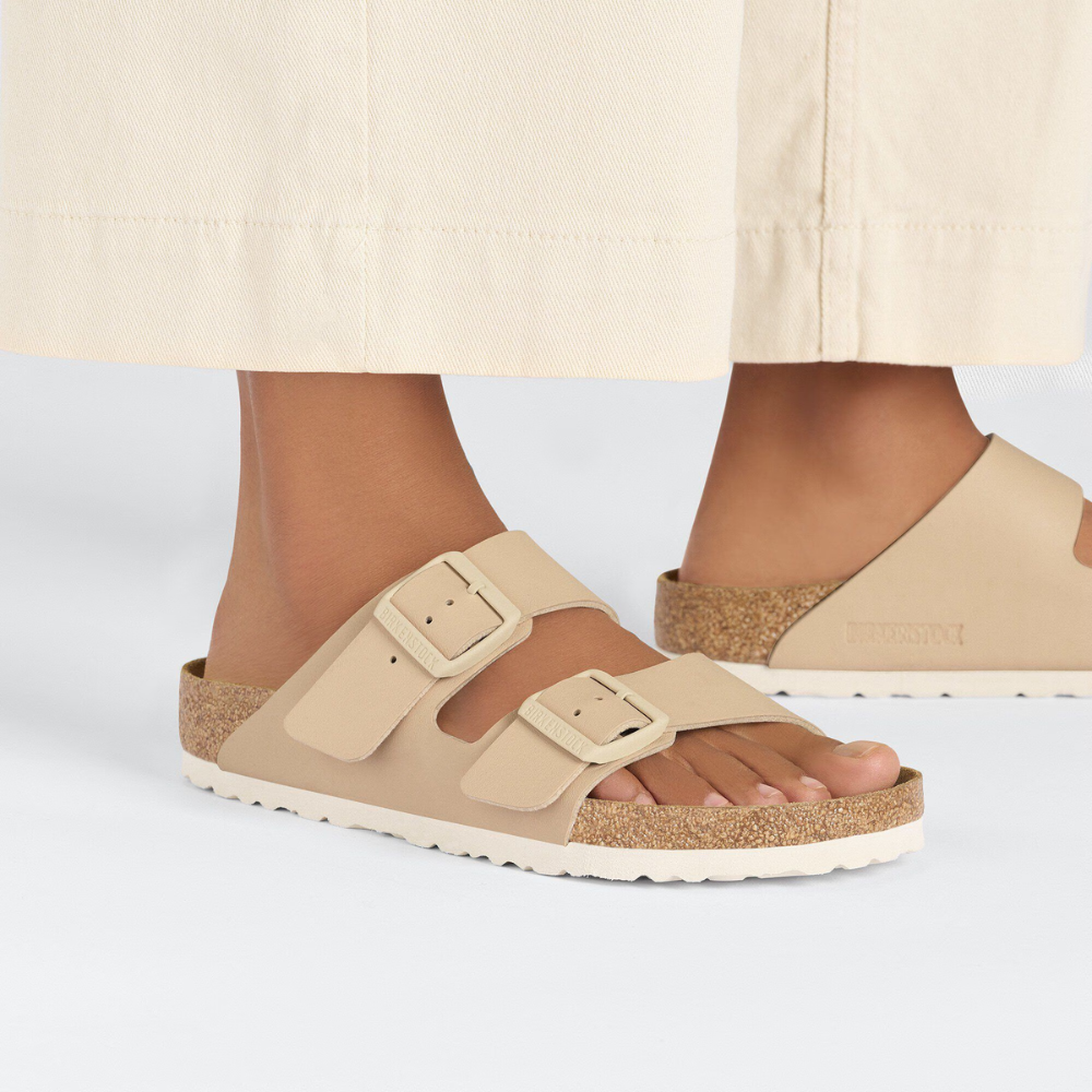 Birkenstock Arizona Birko-Flor Beige Smal Voetbed Dames Slipper