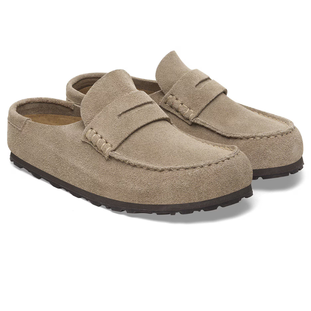 Birkenstock Naples Wrapped Suède Taupe Unisex Schoen