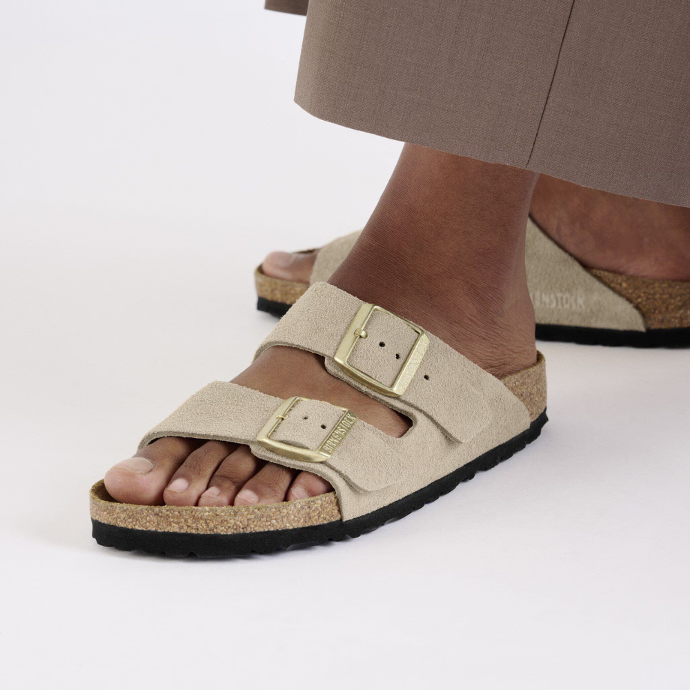 Birkenstock Arizona Suède Beige Smal Voetbed Unisex Slipper