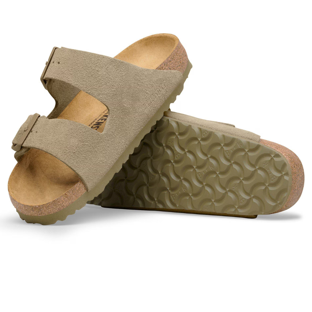Birkenstock Arizona Suède Faded Khaki Smal Voetbed Unisex Slipper
