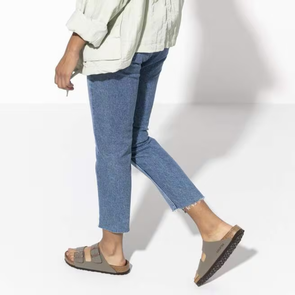 Birkenstock Arizona Birko-Flor Nubuck Stone Smal Voetbed Unisex Slipper