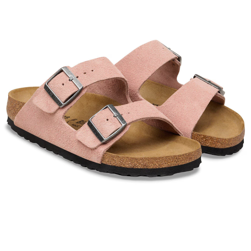 Birkenstock Arizona Suède Roze Smal Voetbed Dames Slipper