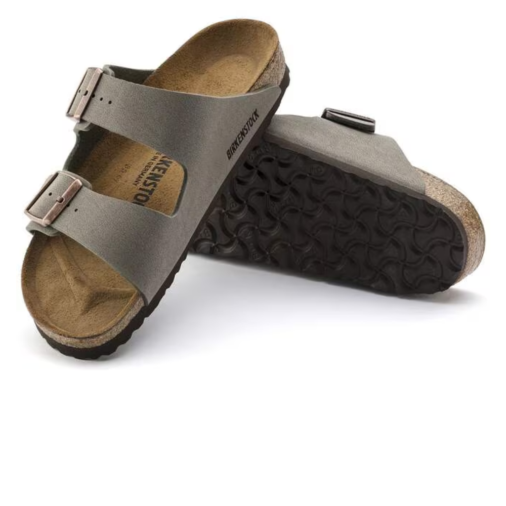 Birkenstock Arizona Birko-Flor Nubuck Stone Smal Voetbed Unisex Slipper