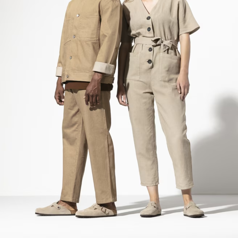 Birkenstock Boston Suède Taupe Smal Voetbed Unisex Instapper