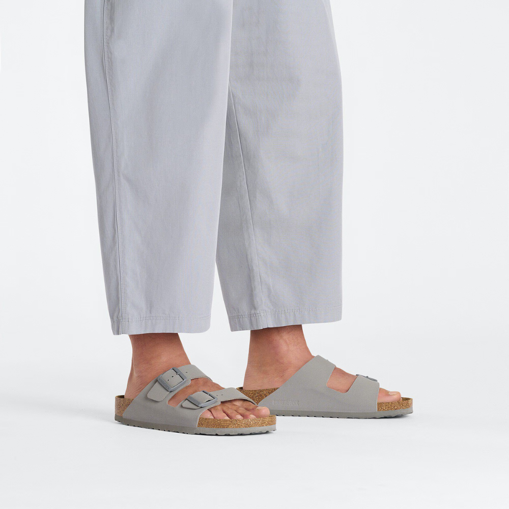Birkenstock Arizona Birko-Flor Smal Voetbed Grijze Unisex Slipper