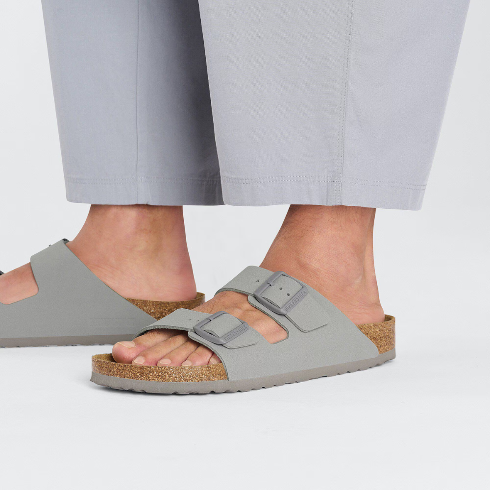 Birkenstock Arizona Birko-Flor Smal Voetbed Grijze Unisex Slipper