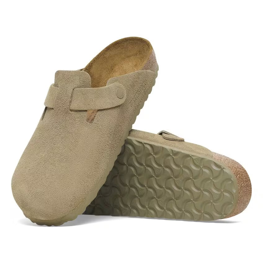 Birkenstock Boston Suède Groen smal Voetbed Unisex Instapper
