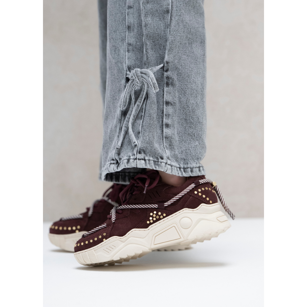 DWRS Jupiter Studs Bordeaux Rood Dames Sneaker