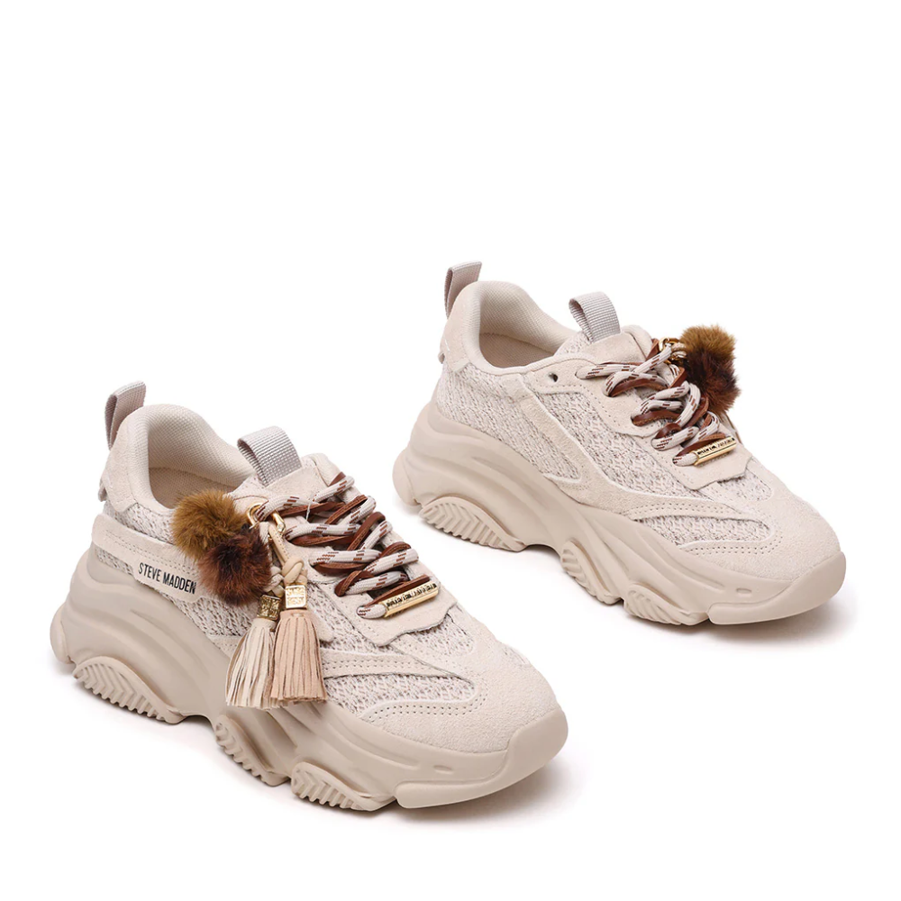 Steve Madden Possession-PPE Bone Suede Beige Dames Sneaker