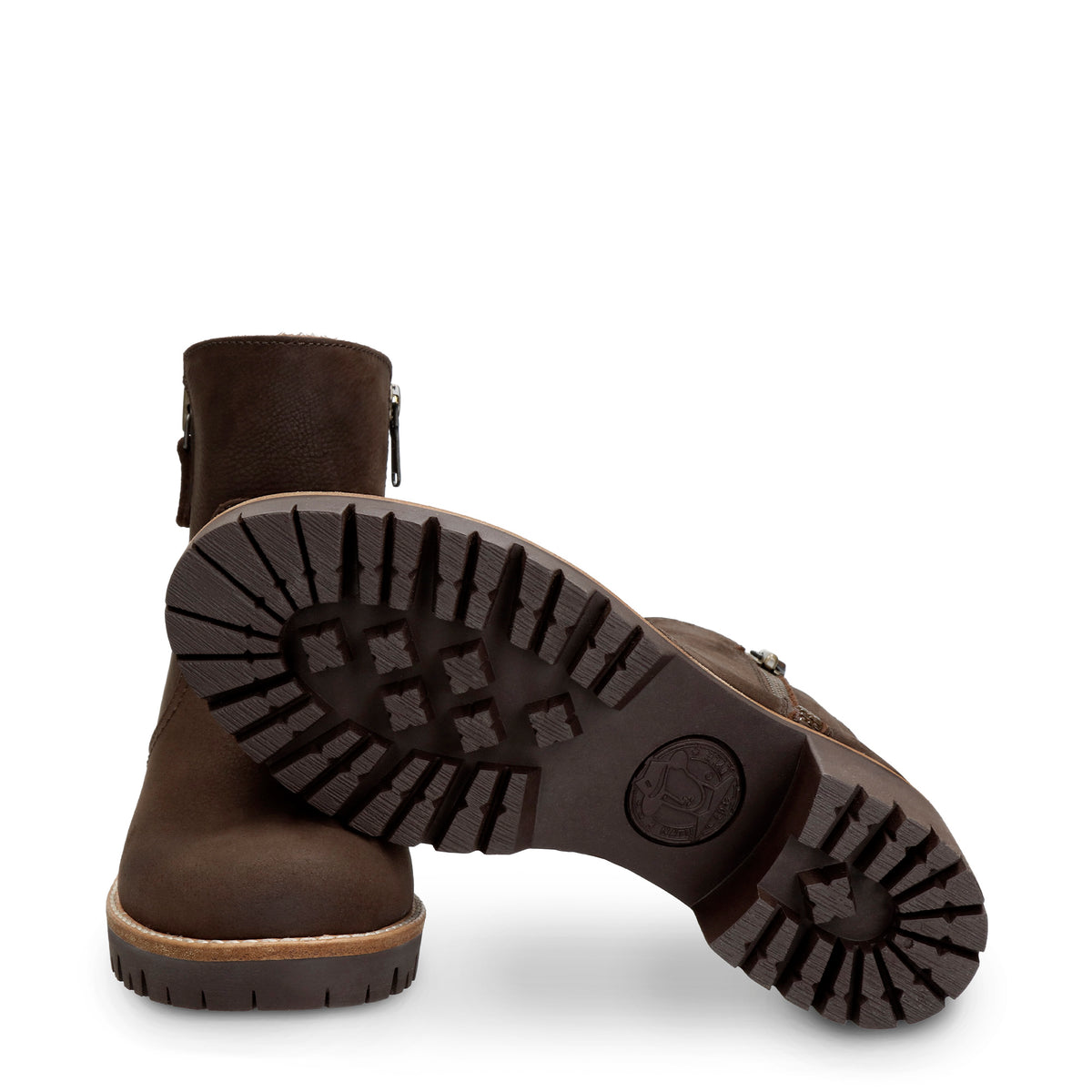 Panama Jack Pauline B19 Bruin Nubuck Dames Enkellaars met Hak en Bont