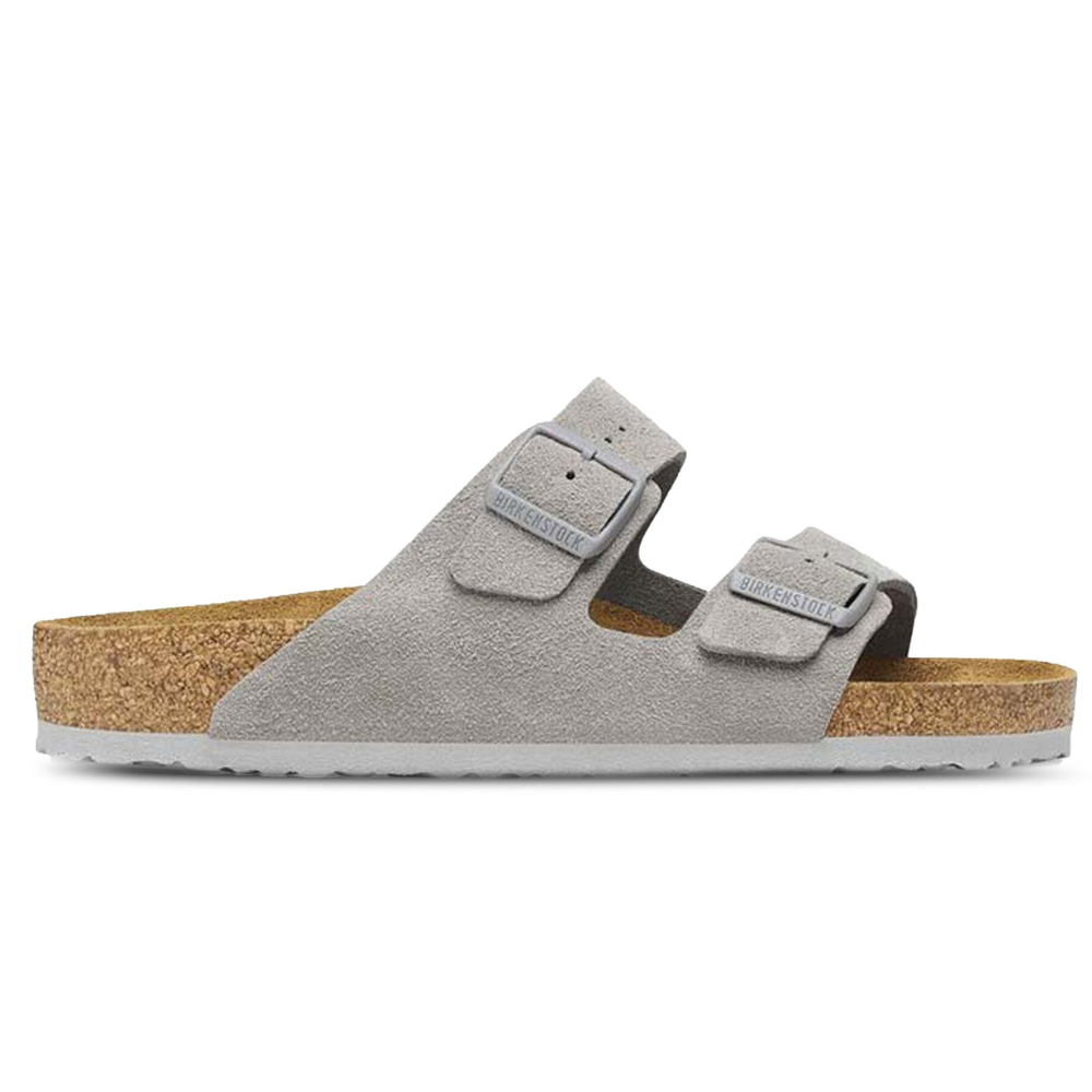 Birkenstock Arizona Suède Grijs Smal Voetbed Unisex Slipper