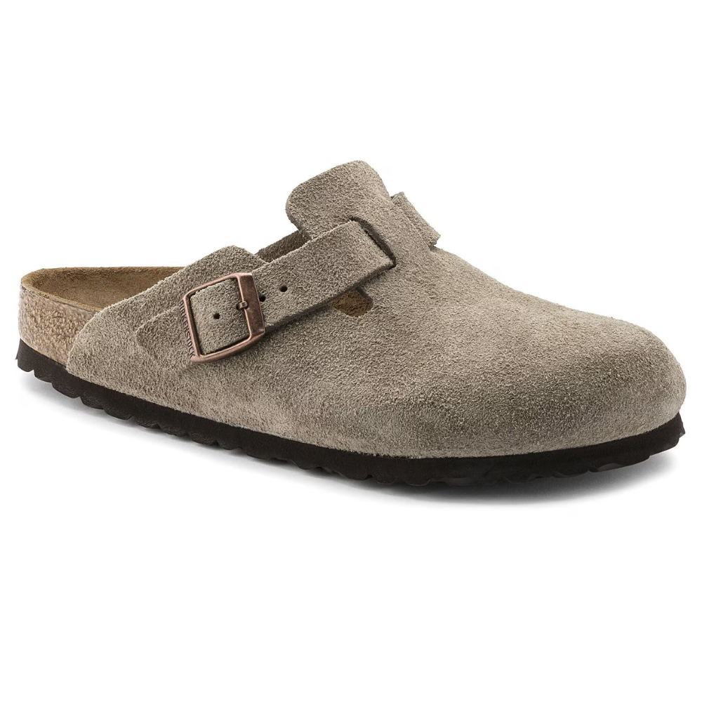 Birkenstock Boston Suède Taupe Smal Voetbed Unisex Instapper