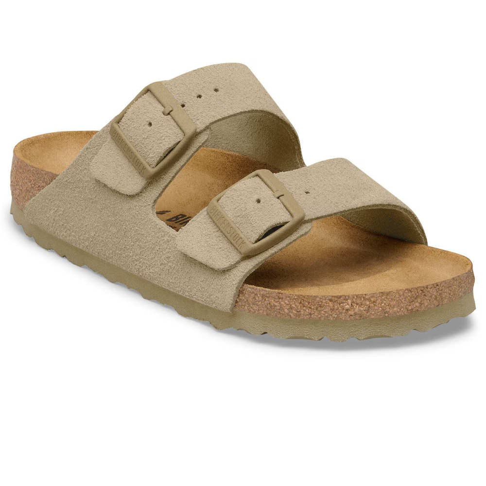 Birkenstock Arizona Suède Faded Khaki Smal Voetbed Unisex Slipper