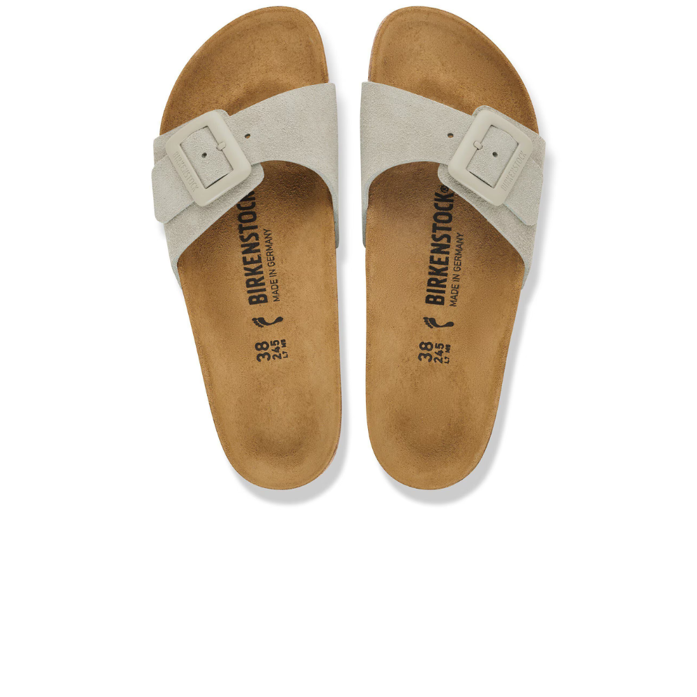Birkenstock Madrid Cushion Buckle Suède Oyster Dames Slipper