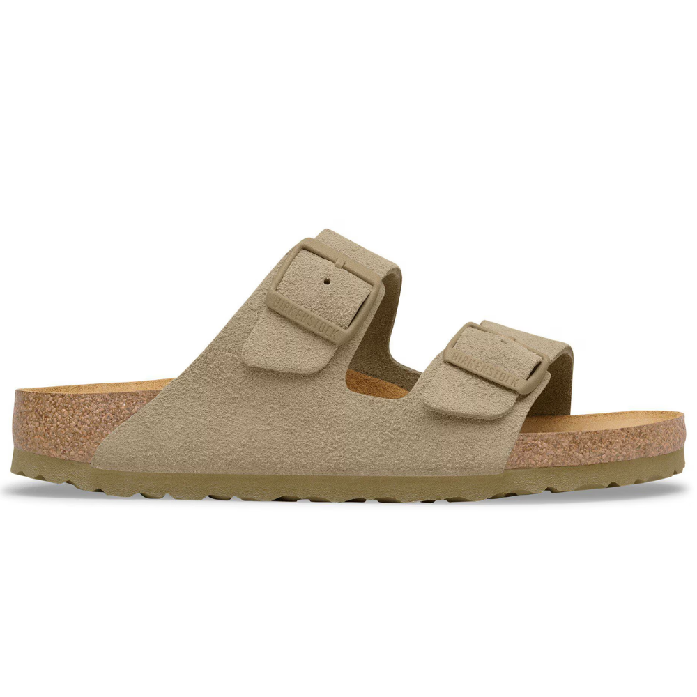 Birkenstock Arizona Suède Faded Khaki Smal Voetbed Unisex Slipper