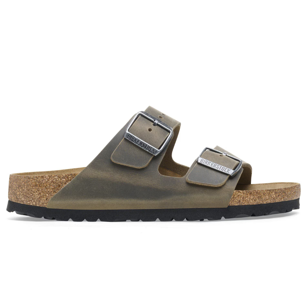 Birkenstock Arizona Vetleer Groen Smal Voetbed Unisex Slipper