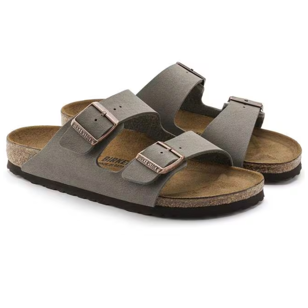 Birkenstock Arizona Birko-Flor Nubuck Stone Smal Voetbed Unisex Slipper