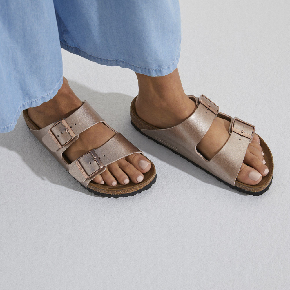 Birkenstock Arizona Birko-Flor Koper Smal Voetbed Dames Slipper