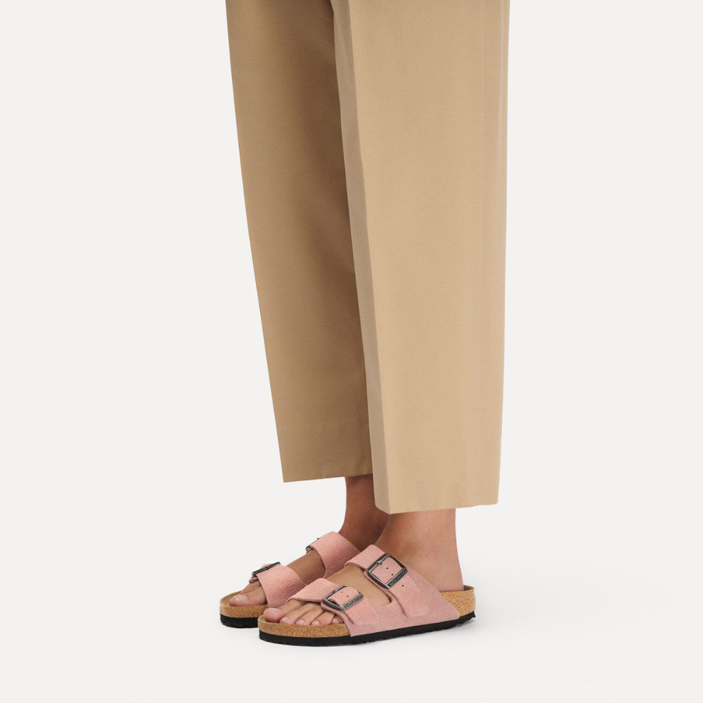 Birkenstock Arizona Suède Roze Smal Voetbed Dames Slipper