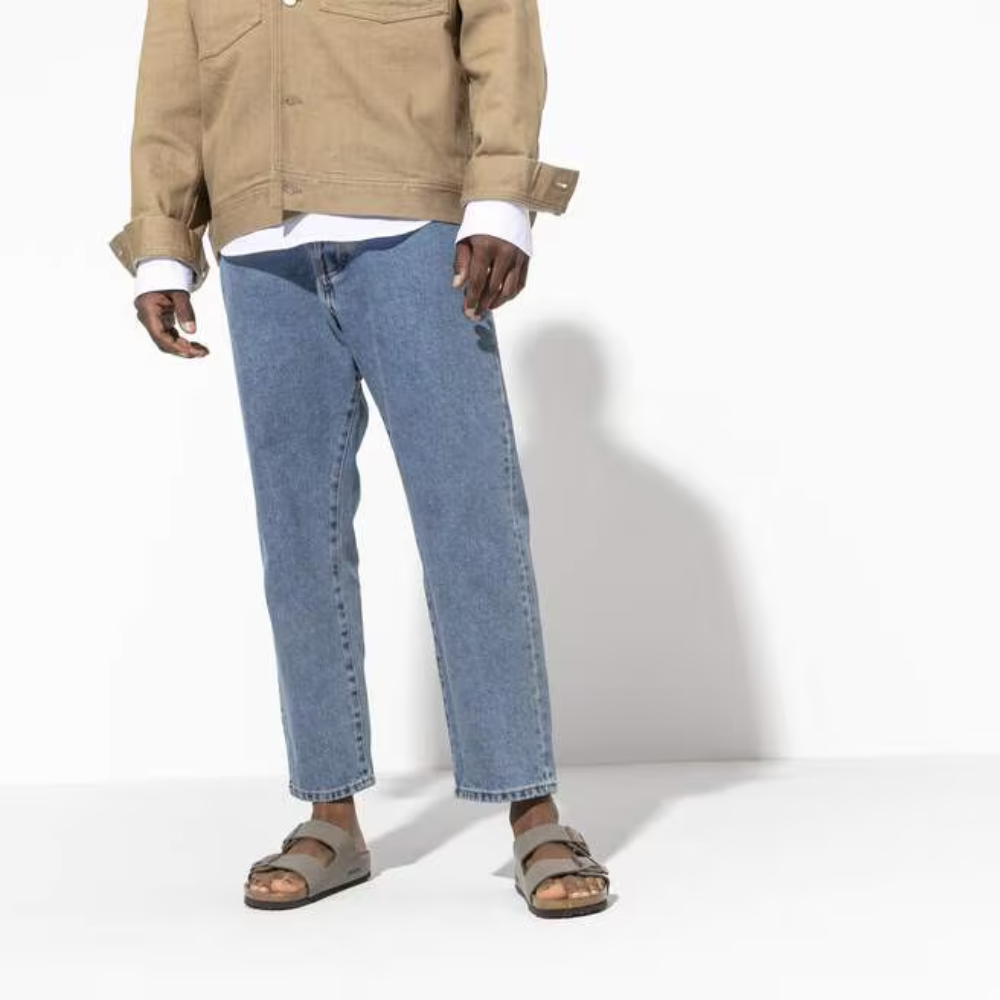 Birkenstock Arizona Birko-Flor Nubuck Stone Smal Voetbed Unisex Slipper