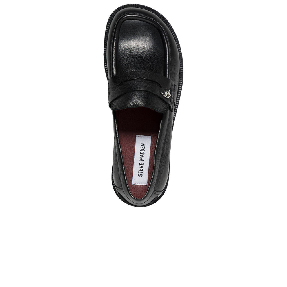Steve Madden Iggy Black Leather Dames Loafer