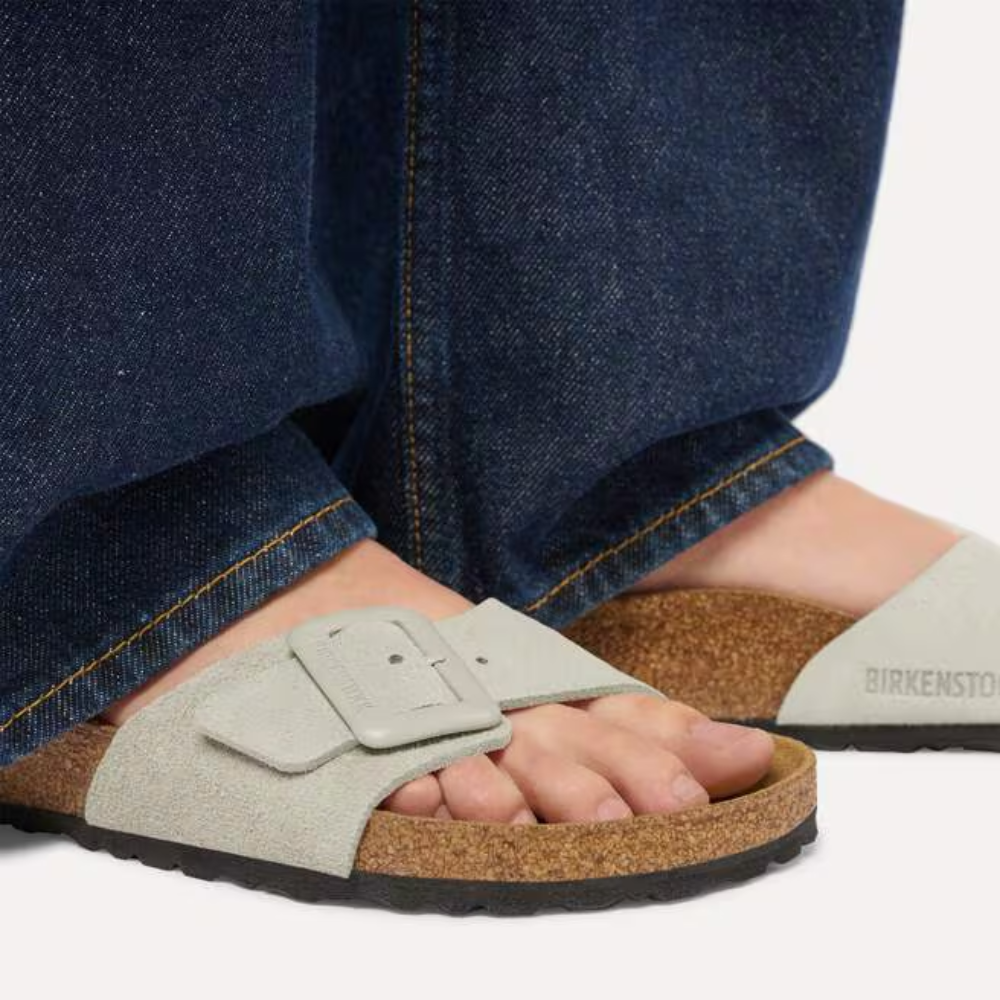 Birkenstock Madrid Cushion Buckle Suède Oyster Dames Slipper