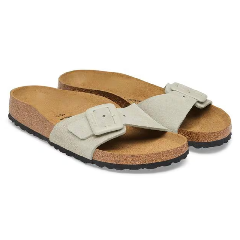 Birkenstock Madrid Cushion Buckle Suède Oyster Dames Slipper
