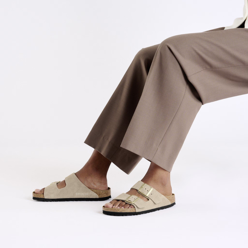 Birkenstock Arizona Suède Beige Smal Voetbed Unisex Slipper
