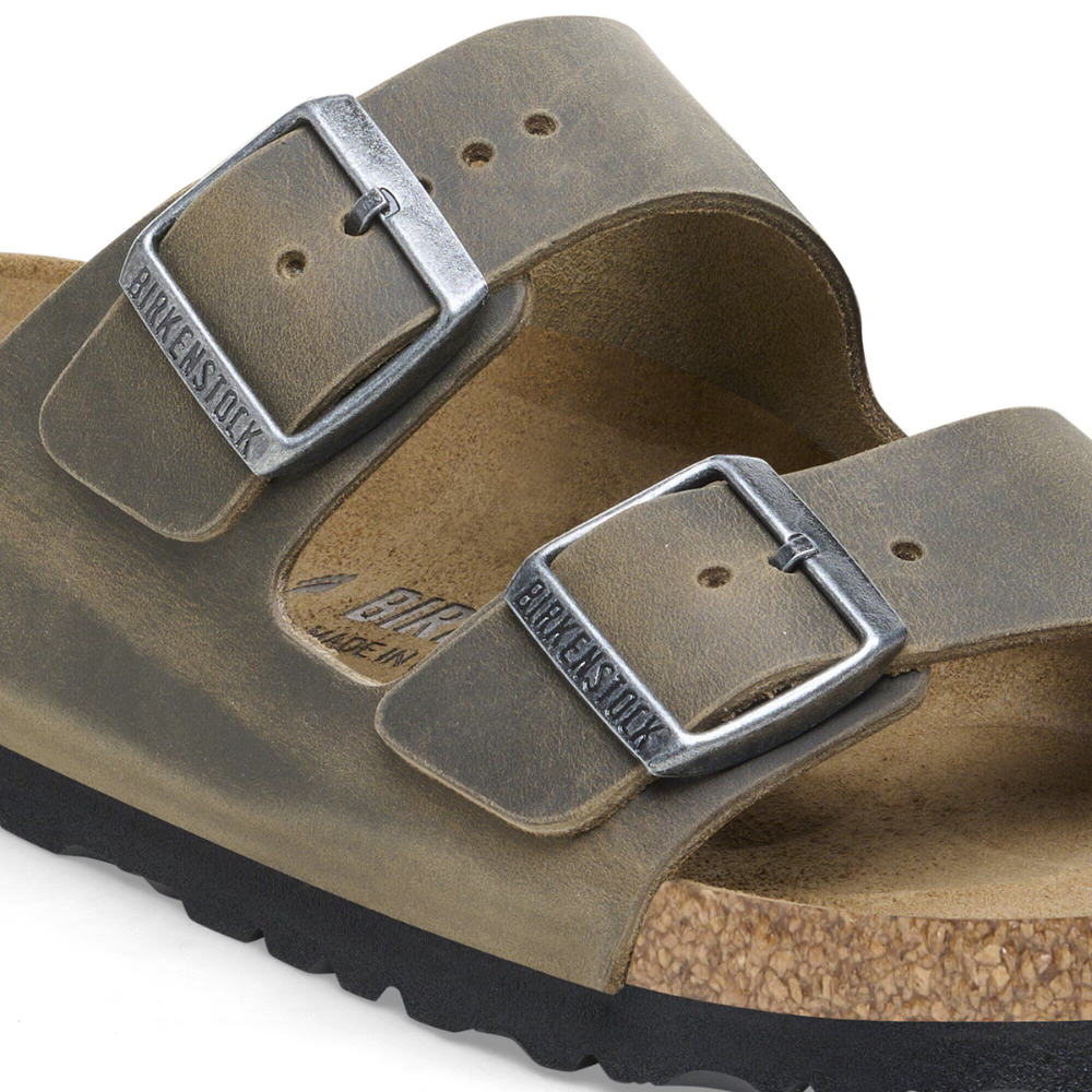 Birkenstock Arizona Vetleer Groen Smal Voetbed Unisex Slipper