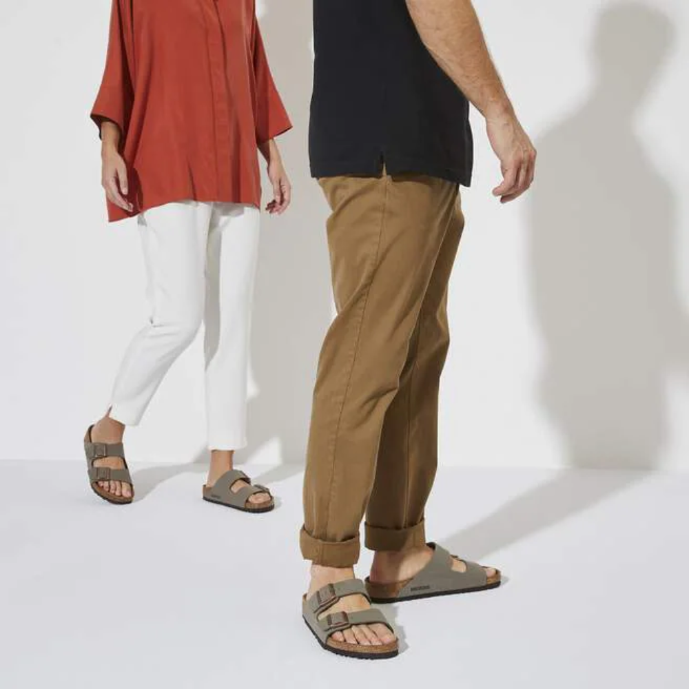 Birkenstock Arizona Birko-Flor Nubuck Stone Smal Voetbed Unisex Slipper