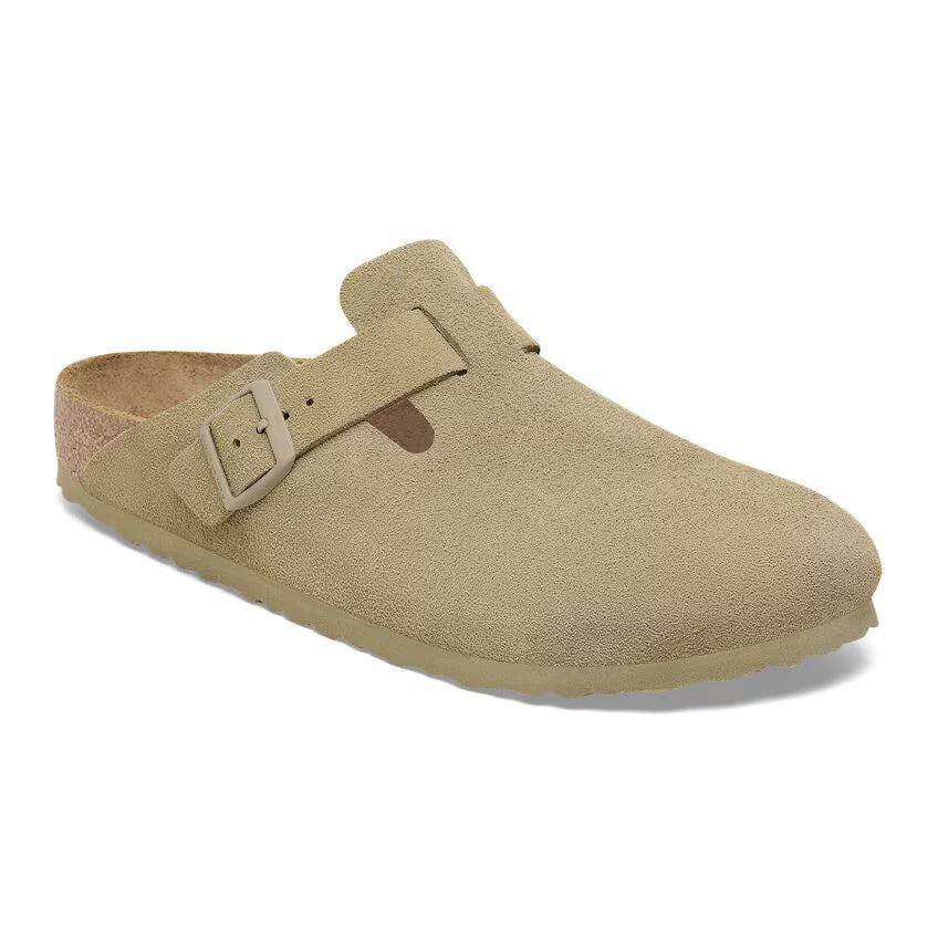 Birkenstock Boston Suède Groen smal Voetbed Unisex Instapper