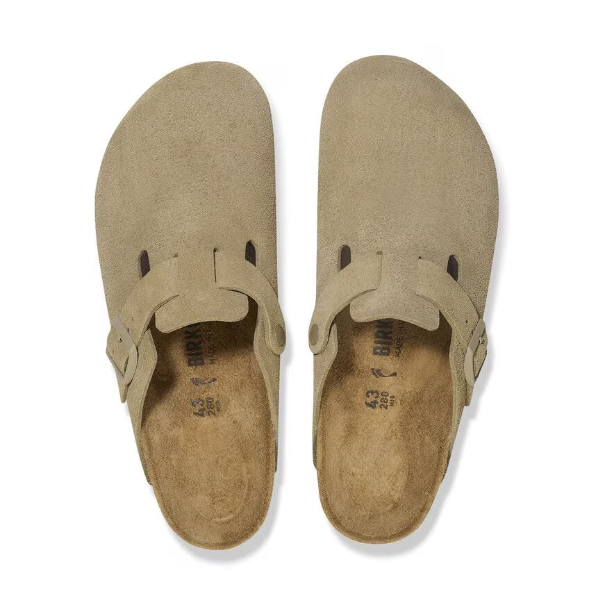 Birkenstock Boston Suède Groen smal Voetbed Unisex Instapper