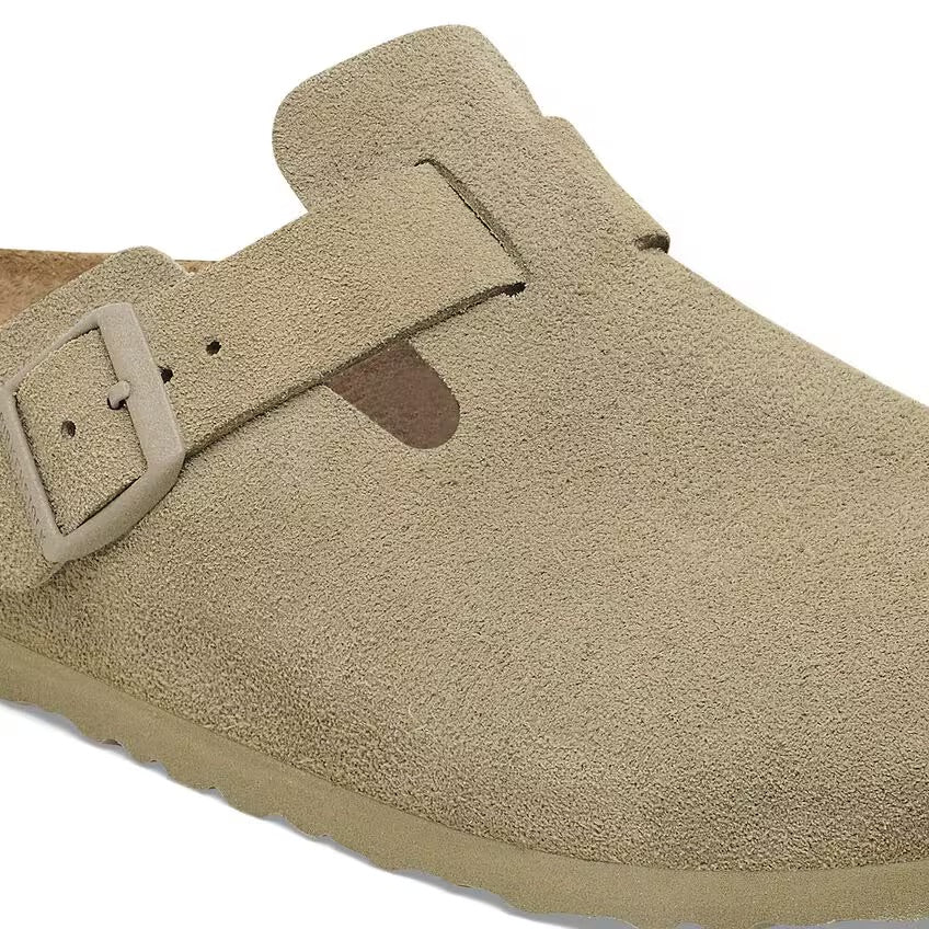 Birkenstock Boston Suède Groen smal Voetbed Unisex Instapper