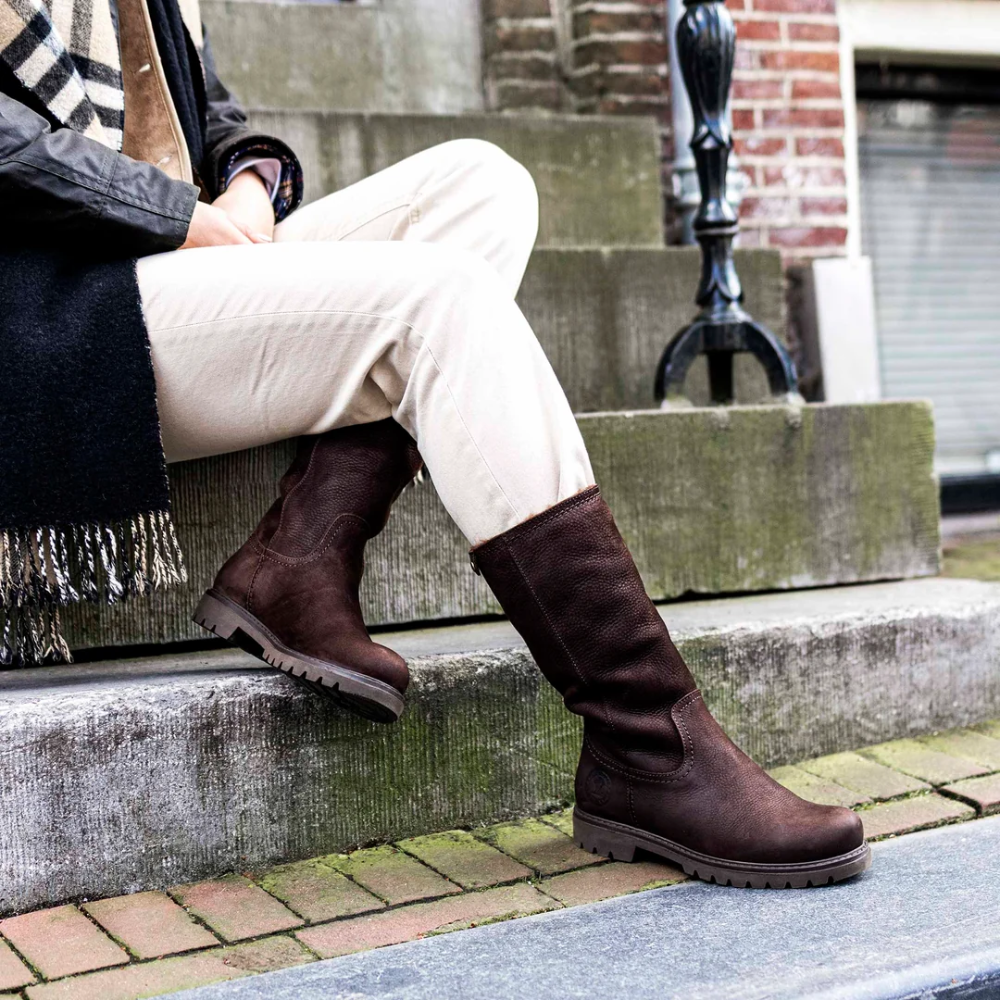 Panama Jack Bambina B147 Bruin Leren Dames Laars met Bontvoering