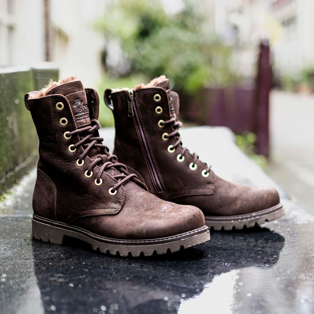 Panama Jack Frisia B43 Bruin Nubuck Dames Laars met Bontvoering